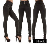 SC High Waist Solid Color Slim Jeans XCFF-2283167
