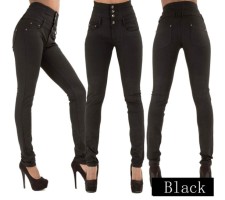 SC High Waist Solid Color Slim Jeans XCFF-2283167