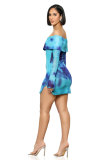 SC Print One Neck Long Sleeve Mini Dress XHXF-410