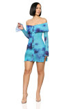 SC Print One Neck Long Sleeve Mini Dress XHXF-410