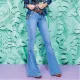 SC Plus Size Solid Color High Waist Tie Up Flare Jeans XCFF-0040