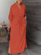 SC Solid Color 3/4 Sleeve Tie Up Maxi Dress YH-5296