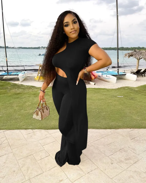 SC Sexy Irregular Solid Color Two Piece Pants Set LSL-0001