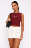 SC Solid Color Backless Sleeveless T Shirt MZ-2836