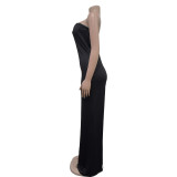 SC Solid Color Wrap Chest Wide Leg Jumpsuit BY-6941