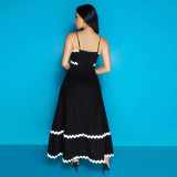 SC Wave Webbing Patchwork Sling Maxi Dress CYA-901258