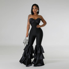 SC Sexy Wrap Solid Color Pressed Pleated Jumpsuit CYA-901250