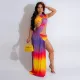 SC Sexy Print Sling Irregular Split Maxi Dress CYA-901228