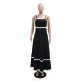 SC Wave Webbing Patchwork Sling Maxi Dress CYA-901258