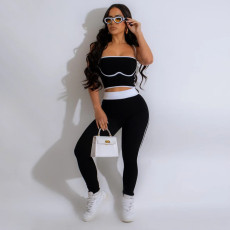 SC Solid Color Sling Tank Tops Two Piece Pants Set CYA-901262