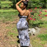 SC Slim Wrap Chest Print Maxi Dress XCFF-827