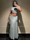 SC Solid Color Short Sleeve Long Skirt 2 Piece Set QODY-6039
