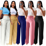 SC High Waist Solid Color Straight Pant QODY-6012