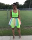 SC Fashion Mesh Yarn Belt Fluorescent Romper QZX-6292