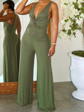 SC Sleeveless Deep V Solid Color Jumpsuit SFY-431