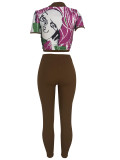 SC Casual Print Tight Two Piece Pants Set YH-5312