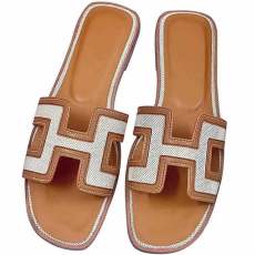 SC Hollow Out Flat Leather Sandal Slippers GDLW-7745-66