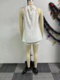 SC Solid Color Split Halter Two Piece Shorts Set BNY-10812