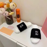 SC Embroidered Letter Open Toe Plush Slippers GDLW-606-5