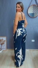 SC Hollow Out Print Halter Wide Leg Jumpsuit NY-10811