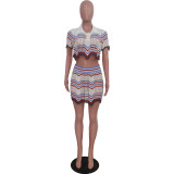 SC Knits Colorful Stripe Two Piece Skirts Set TR-1272