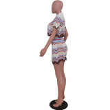 SC Knits Colorful Stripe Two Piece Skirts Set TR-1272