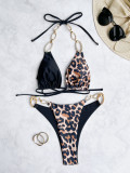 SC Leopard Color Block Bikinis Two Piece Swimsuit CASF-6641