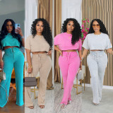 SC Short Sleeve Short T Shirt Two Piece Pants Set SFY-479