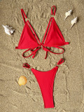 SC Solid Color Bandage Sexy Two Piece Bikinis Swimsuit CASF-6704