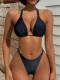 SC Solid Color Bandage Backless 2 Piece Bikinis Swimsuit CASF-6696