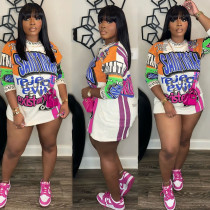 SC Graffiti Letter Print Long Sleeve T-Shirt Dress SFY-482