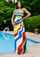 SC Multicolor Print Sleeveless Maxi Dress XHXF-411