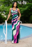 SC Multicolor Print Sleeveless Maxi Dress XHXF-411