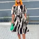 SC Plus Size Print Tie Up Short Sleeve Midi Dress NNWF-8027