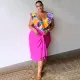 SC Plus Size V Neck Print Bodysuit And Half Skirt Suit NNWF-7993
