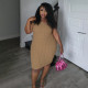 SC Plus Size Slash Neck Solid Color Slim Midi Dress NNWF-8022