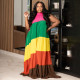SC Plus Size Contrast Color Patchwork Maxi Dress NNWF-8023