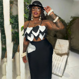 SC Color Block Sling Vest And Spit Skirt Two Piece Set CYA-901307