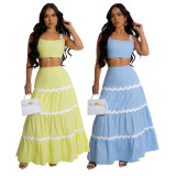 SC Fashion Sling Tops Big Swing Long Skirt Two Piece Set CYA-901275