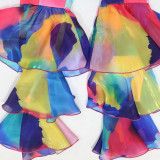 SC Tie-Dye Printed Slim Fit Ruffle Flared Pants CYA-901251