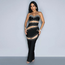 SC Wrap Chest Sleeveless Hot Drill Split Evening Dress CYA-901245