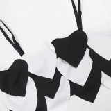 SC Color Block Sling Vest And Spit Skirt Two Piece Set CYA-901307