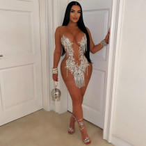 SC Sequin See Through Tassel Mini Dress CYA-901209
