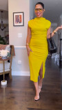 SC Solid Color Sleeveless Split Midi Dress QODY-Y6038