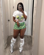 Print Short Sleeve T Shirt And Mini Skirt Two Piece Set SFY-475