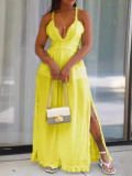 SC Solid Color Sling V Neck Jumpsuit MK-C3207