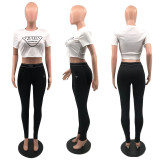 VIP1 Letter Print Short Sleeve Pants 2 Piece Set QKYF-71320