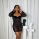 SC Leopard Print Flocked Mesh Mini Dress GAXB-A342DS