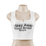 SC Solid Letter Print Slim Tank Tops GAXB-W098TP