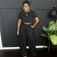 SC Solid Color O Neck Tops And Pants 2 Piece Set WAF-77674